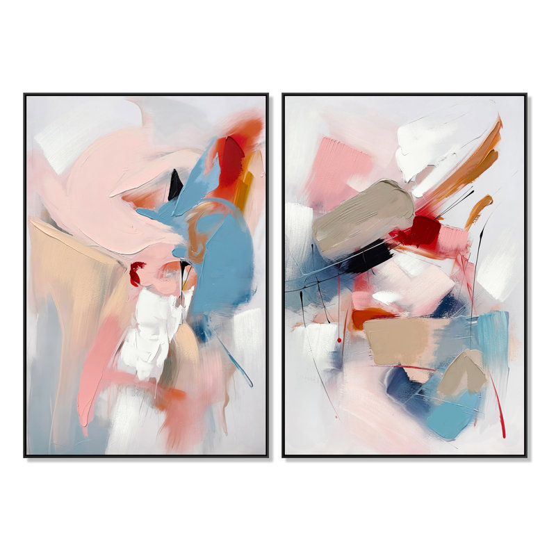 Art mural abstrait Vivid Harmony - 47 po x 63 po, cadre noir