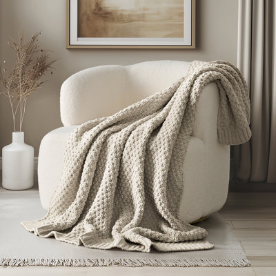 Chunky Chenille Knit Throw Blanket