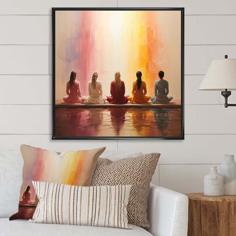 " Yoga Meditative Asanas ", Black, 16" H x 16" W x 1" D