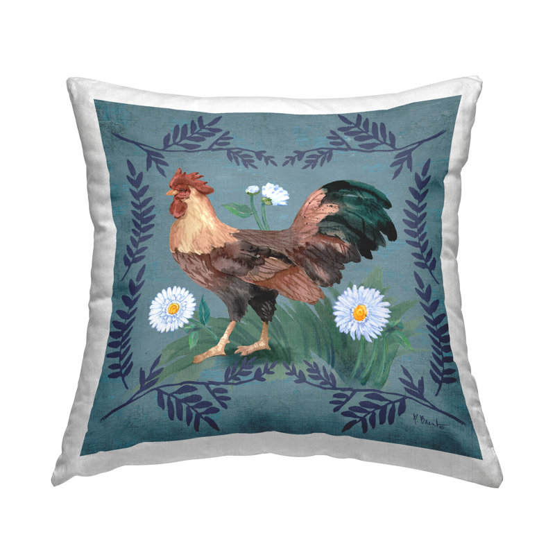 Coussin décoratif imprimé coq et fougère par Paul Brent