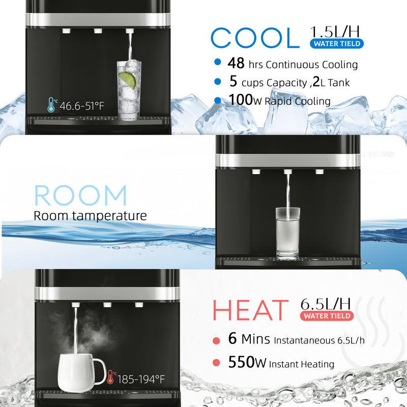 Distributeur d'eau froide en acier inoxydable 304 pour bouteilles de 5 gallons Gunji