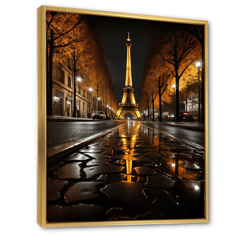 Lasko France Eernal Eiffel II, reproduction d'art sur toile, H 44 po x l 34 po x P 1,5 po, Cadre flottant doré