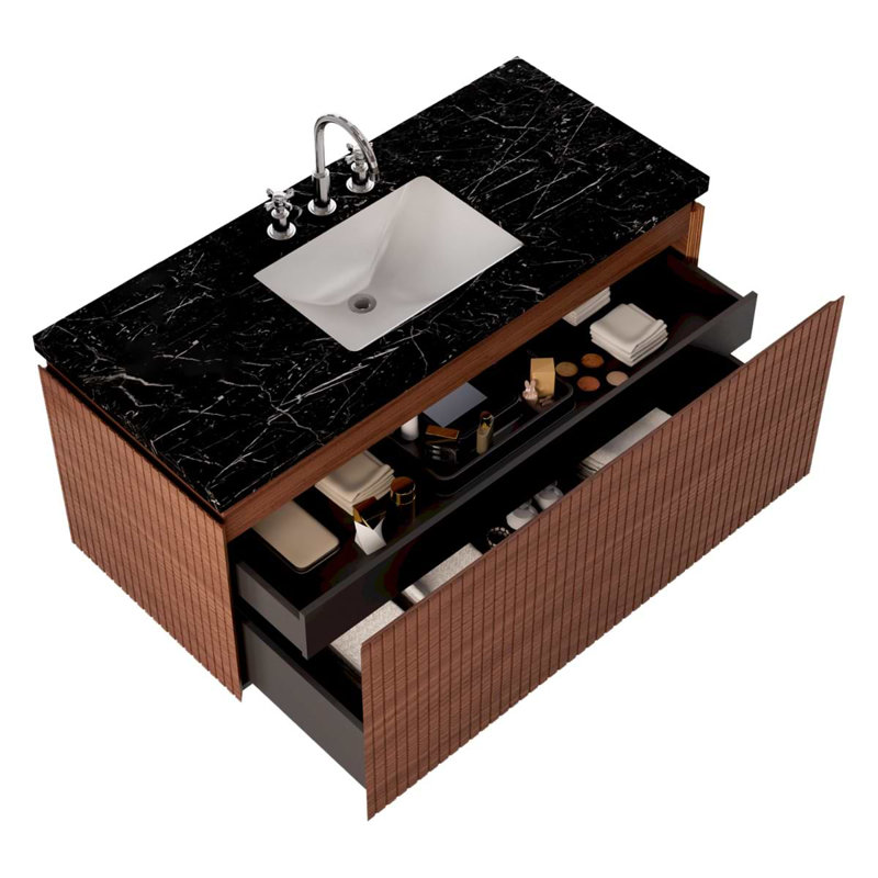 Melrose Single Vanity, Walnut, 48", Black