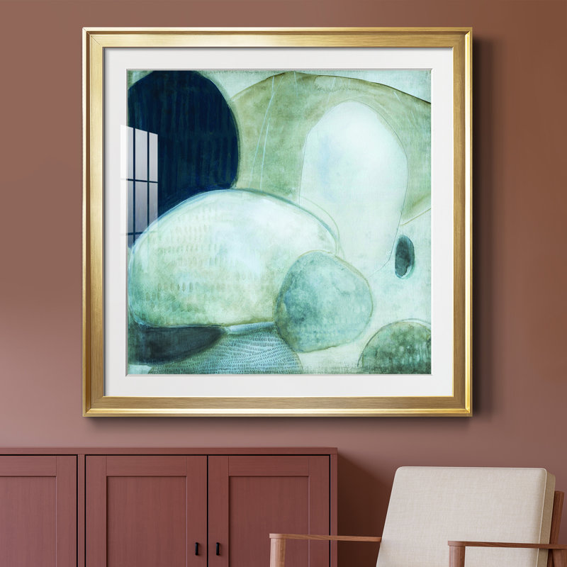 Aucune pierre non retournée - peinture encadrée, H 34,5 po x l 34,5 po x P 1,5 po, Encadrement doré