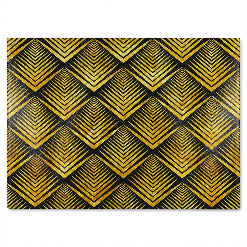 Geometric Flower Pattern Glass Chopping Board
