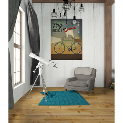 «Pug on a Bike» par Ryan Fowler - impression sur toile tendue