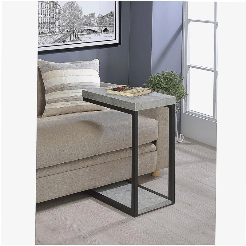 Cement and Black Snack Table