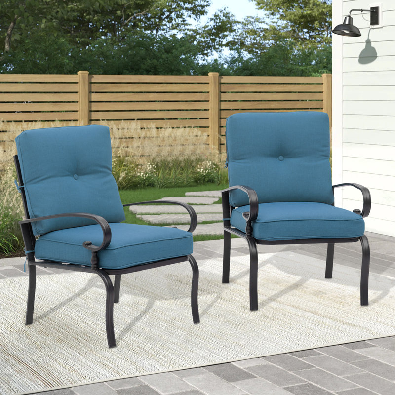 Chaise de patio avec coussins Abubakarr, Bleu paon