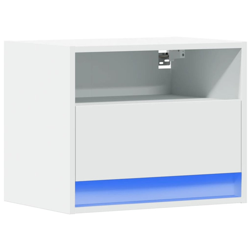 Alcea 50cm W Manufactured Wood Bedside Table, White, Set of 2