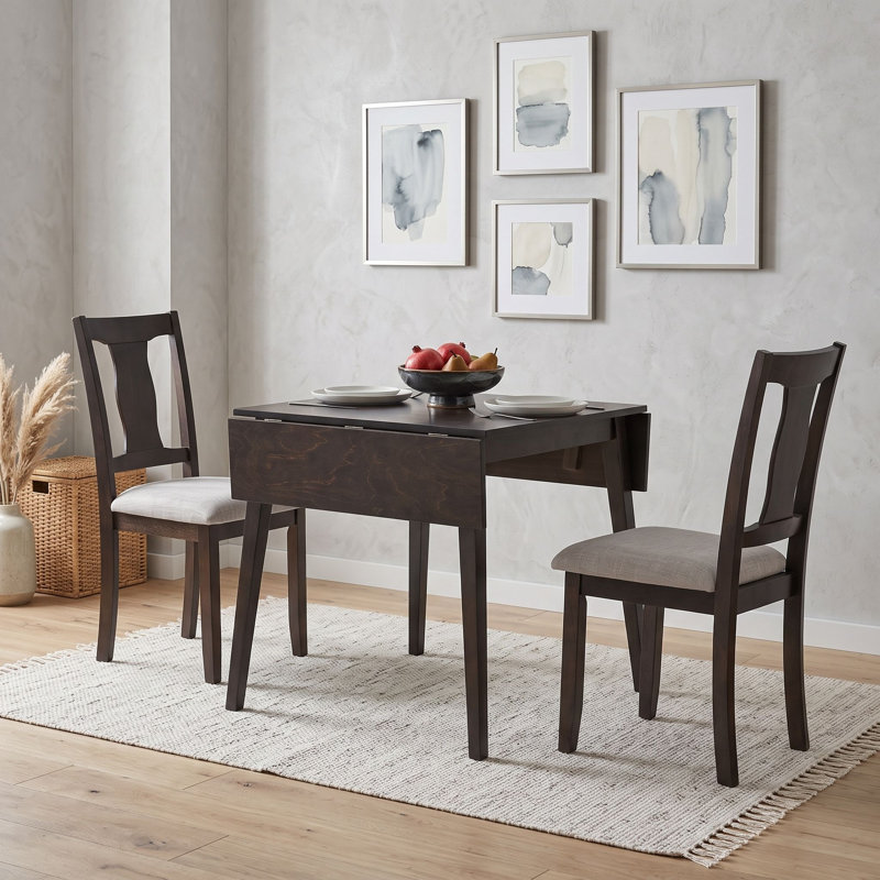 Ensemble de table de salle à manger pliable compacte 3 pièces avec 2 chaises rembourrées, ensemble de salle à manger compact pour la cuisine