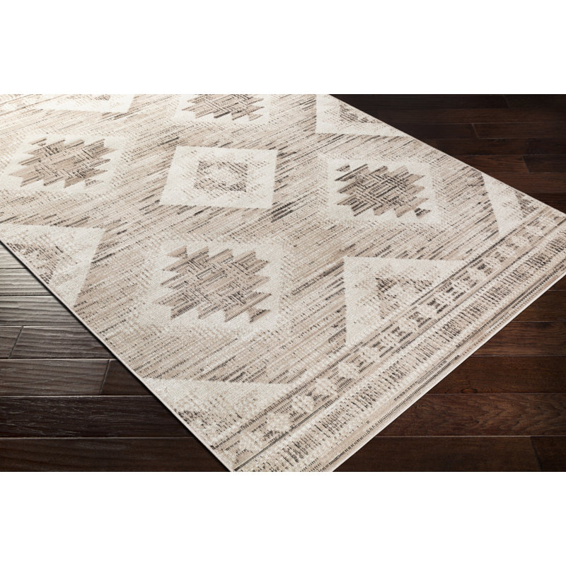 Tapis brun clair / noir Hiller, Rectangle 7 pi 10 po x 10 pi 2 po