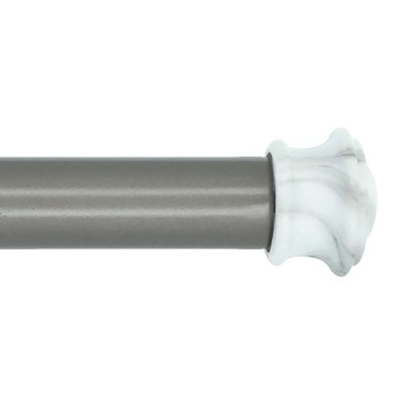 Tringle à rideau simple de 1 pouce de diamètre Meriville avec embout en marbre blanc Platani, réglable de 28 po à 48 po, noir