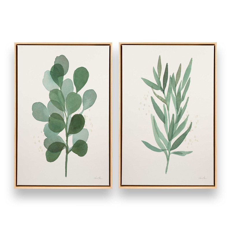 Ensemble d'impressions Green Leaf, Cadre américain en érable flottant, H 31 po x l 42 po