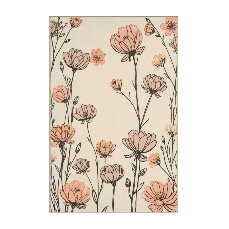 Soft Plush Fessler Easter Modern & Contemporary Abstract Area Rug in Beige – Beige Binding, 5x7
