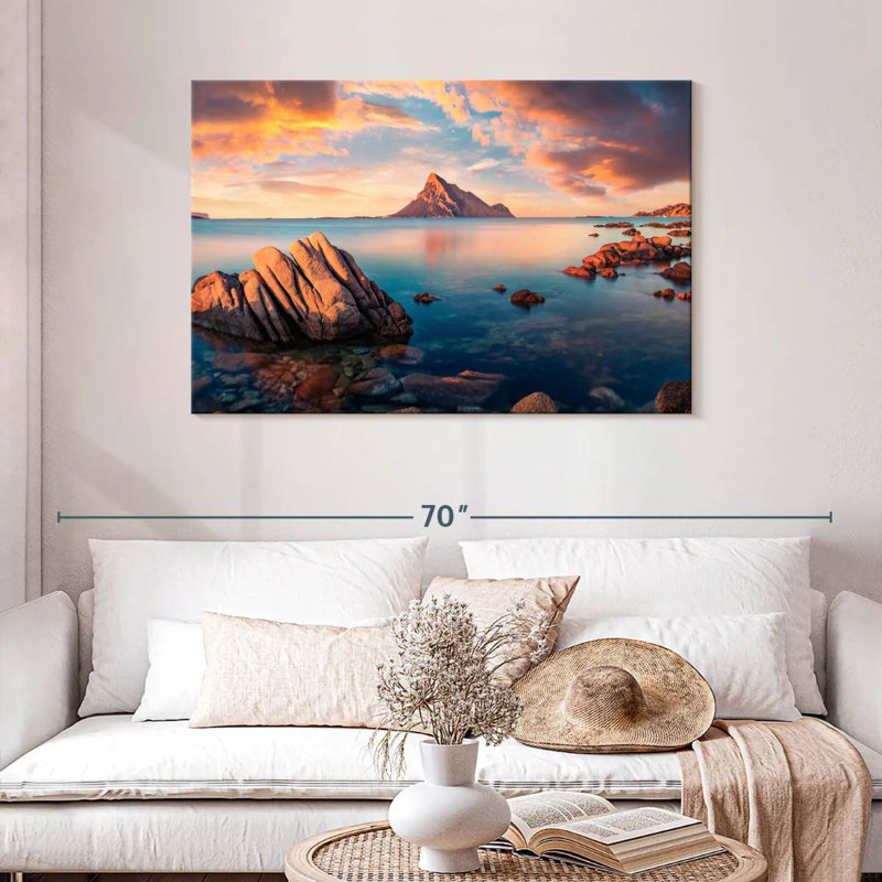 Gillard, île de la mer, paysage marin, H 30 po x l 45 po
