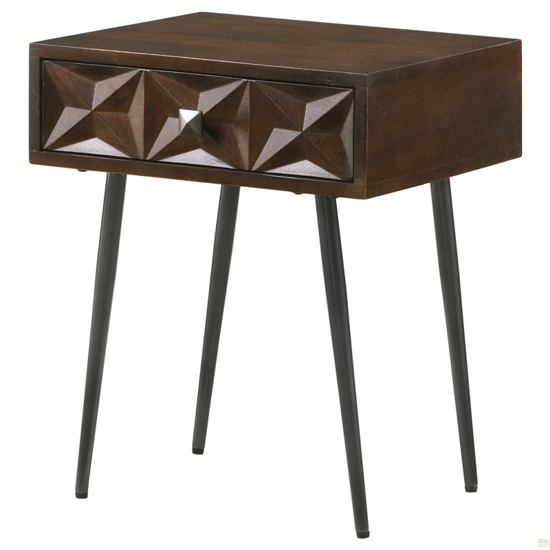 Gibson Coffee Brown 1-Drawer Rectangular Side Table