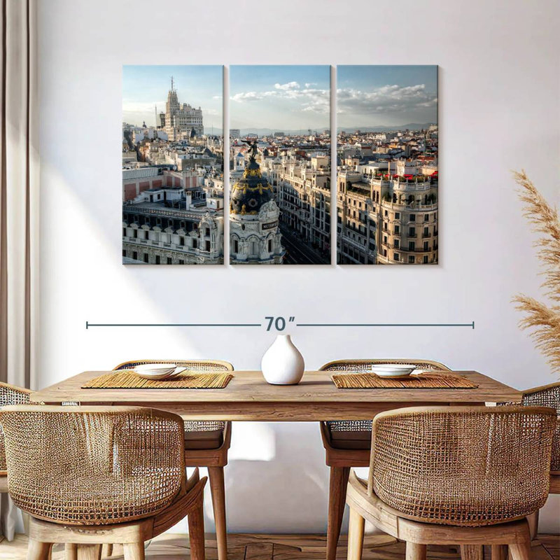 Paysage urbain de Madrid depuis la Gran Via, H 36 po x l 57 po