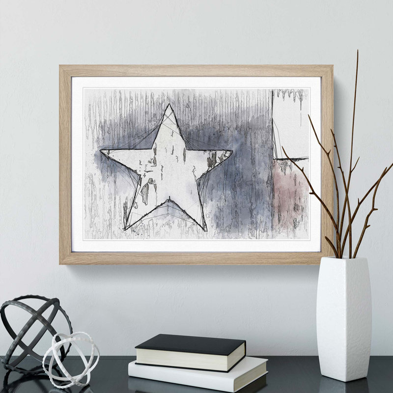 Flag of Texas in Abstract - Picture Frame Graphic Art Print, Oak Framed, 48cm H x 65cm W x 2cm D