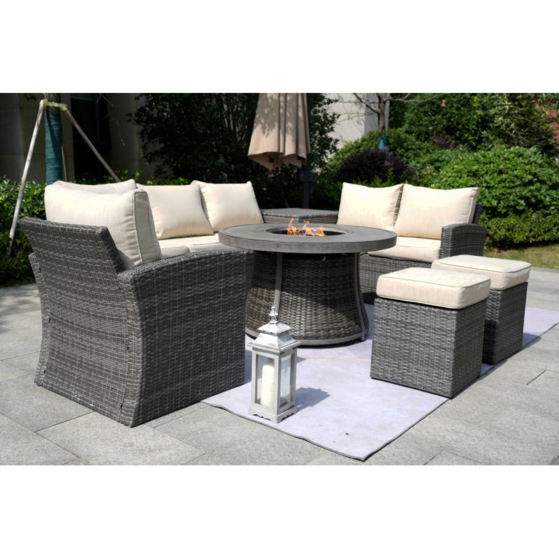 Areefa 8 - Person Patio Conversation Set with Cushions