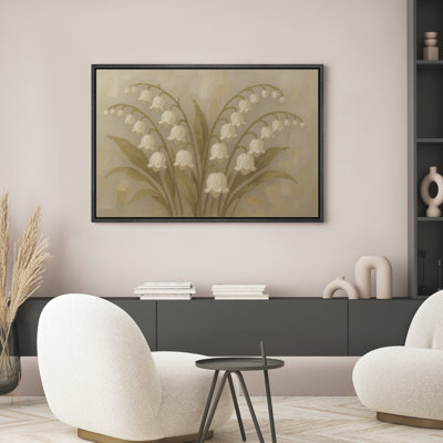 «Lily of the Valley», art mural sur toile à motif floral neutre, reproduction encadrée botanique rétro pour le décor d'une chambre ou d'un vestibule