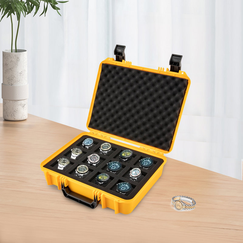 Boîte de montre de protection à 12 compartiments, Jaune