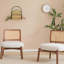 [Ensemble de 2] Méridienne beige moderne avec dossier tissé, structure en bois robuste, sièges d'appoint minimalistes et élégants pour le salon, la chambre à coucher ou le bureau
