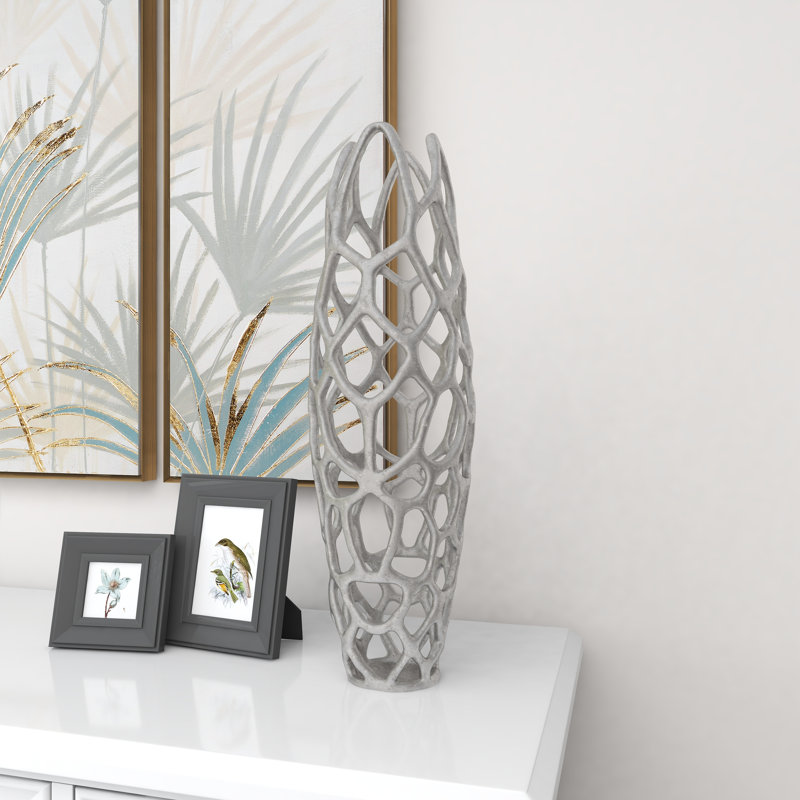 Vase Bodo, Argent, H 26 po x l 8 po x P 8 po