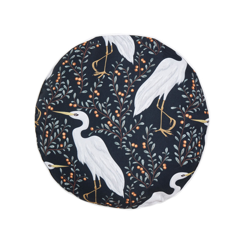 Almaan Pianazzo Indoor / Outdoor Floral Black Circular Scatter Cushion With Filling
