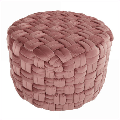 Repose-pieds contemporain en velours rose tressé de 24 po pour repose-pieds | Velours | Rosé