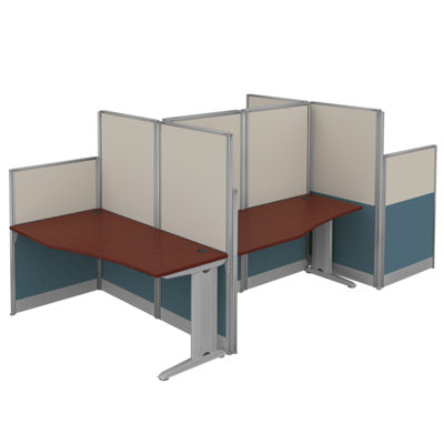 Regency Instant Office 63H x 129W 4 Person In-Line Cubicle Panel Workstation, Hansen Cherry