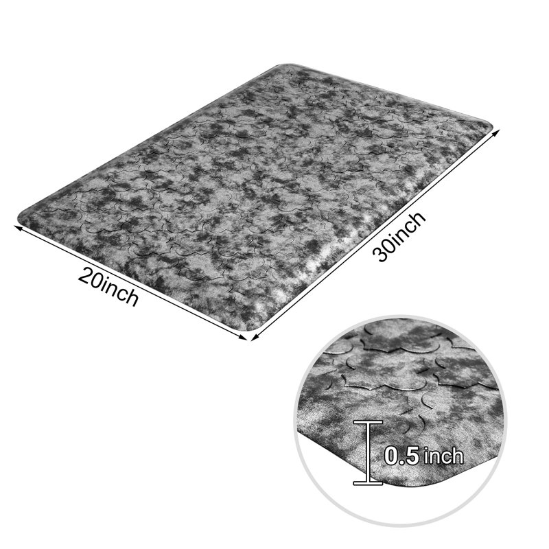 Tapis de cuisine Makasha, Rectangle 1 pi 8 po x 2 pi 6 po, Gris argenté