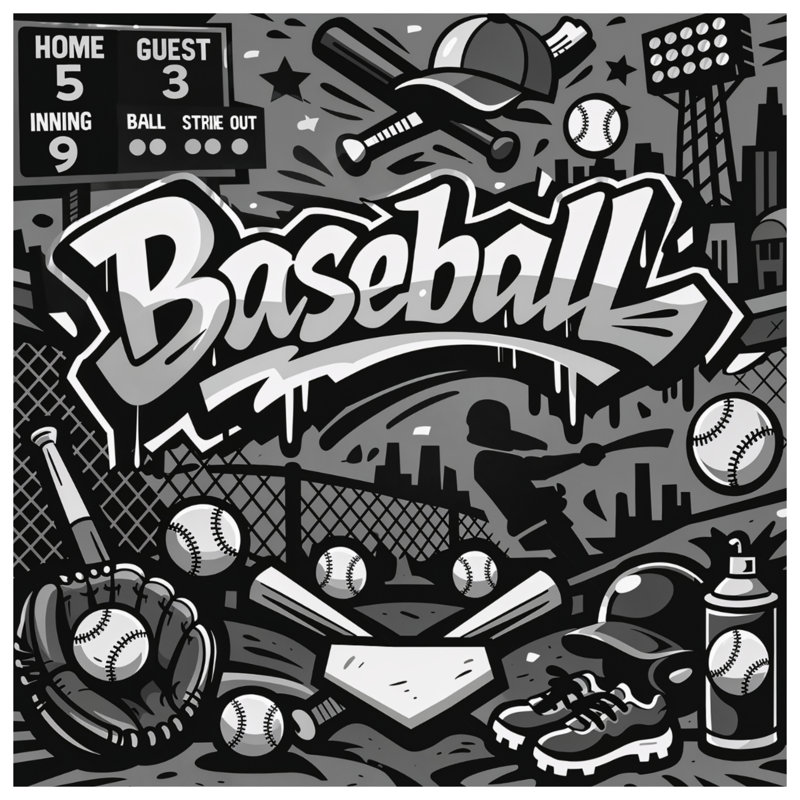 Rideaux de douche Baseball, L 70 po x H 93 po