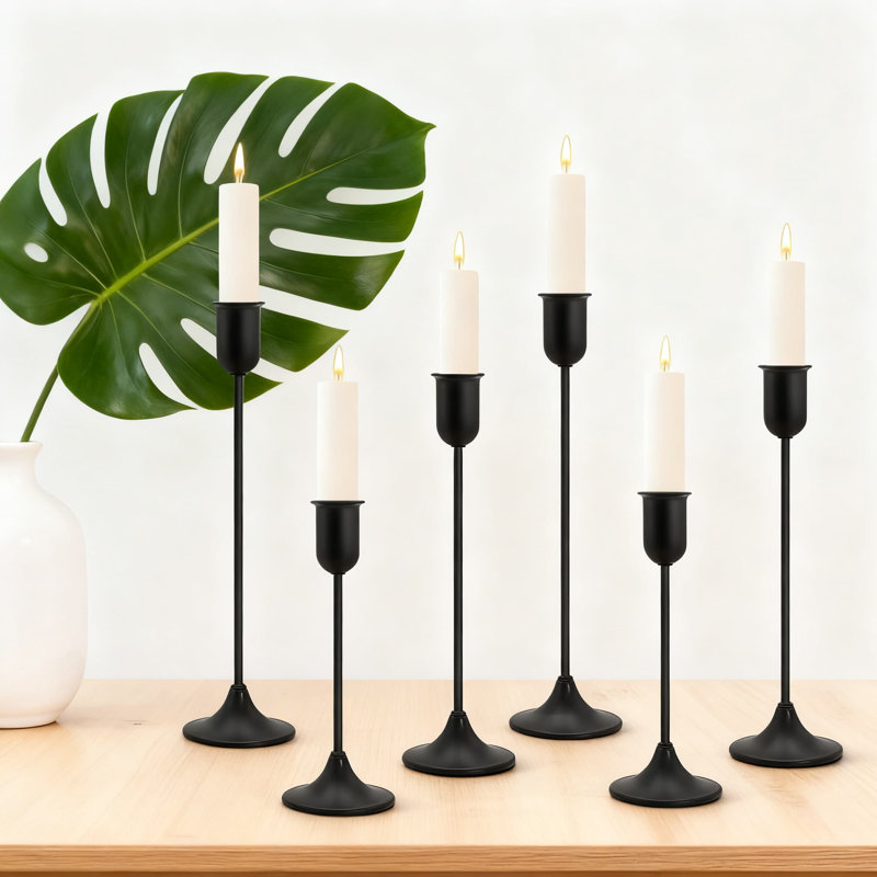 6-Piece Taper Candle Holders Set, Vintage Modern Metal Candlestick Holders For Wedding Centerpieces, Home Decor, And Holiday Displays
