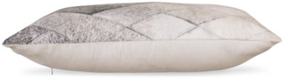 Gray and Light Brown Diamond Pattern Faux Hair Pillow