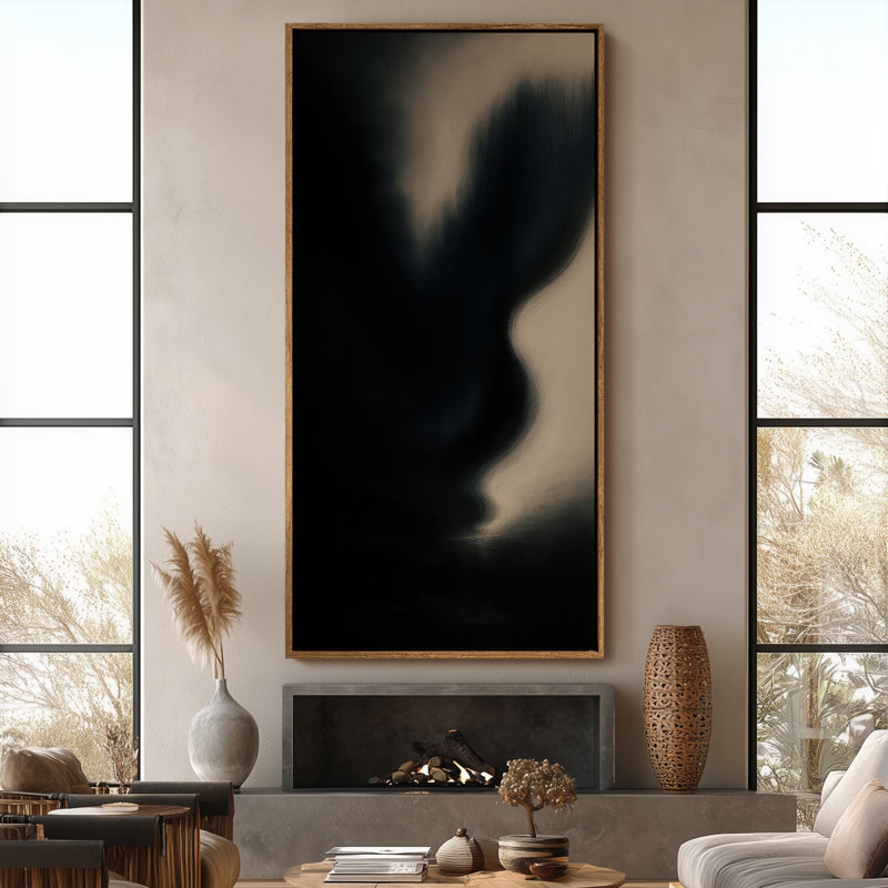 Très grand art mural rétro encadré pour art classique, H 60 po x l 30 po, Naturel