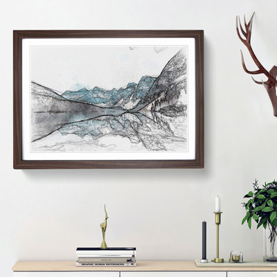 Mountains & Forest by Lake Moraine in Abstract - Picture Frame Graphic Art Print