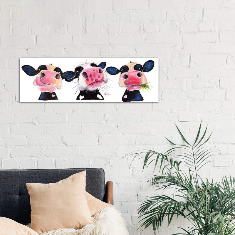The Nosey Cows by Shirley Macarthur - Wrapped Canvas Print, 30.48 cm H x 91.44 cm W x 1.91 cm D