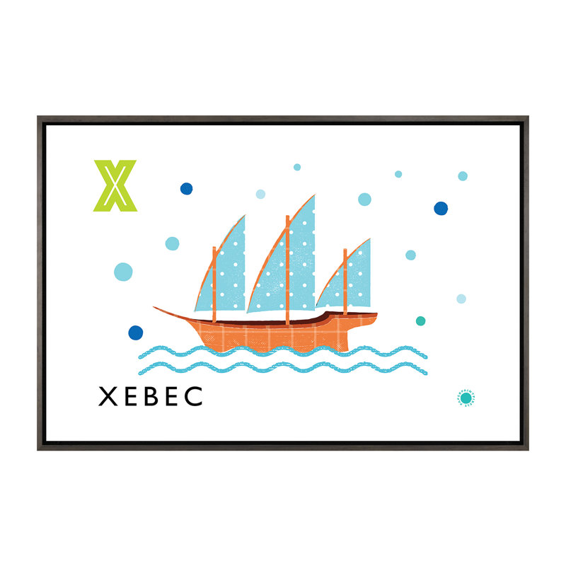 «X is for Xebec» - impression, Pas de tapis, H 40 po x l 60 po x 1,5 po, Toile avec cadre gris