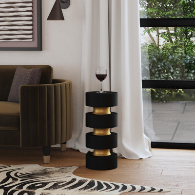 Kootenai 10 in. W Round Wood and Iron Side Table