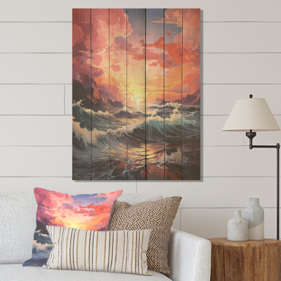 Horizon's Embrace Photorealistic Sunset III - Coucher de soleil sur bois