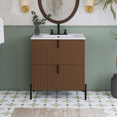 Ensemble de meuble-lavabo autoportant 30 po avec comptoir en céramique 30 po