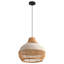 Rattan & Film Pendant Light, Mixed Materials Shade, Iron Frame, Adjustable Height, E27 Socket, 43 Cm Diameter, For Modern Rustic Decor (Bulb Not Included)