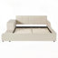 Lit tapissier en velours avec bureau de chevet et petit tabouret rond-811936897-811936898
