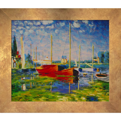 "Bateaux rouges à Argenteuil" par Claude Monet, reproduction d'art sur toile