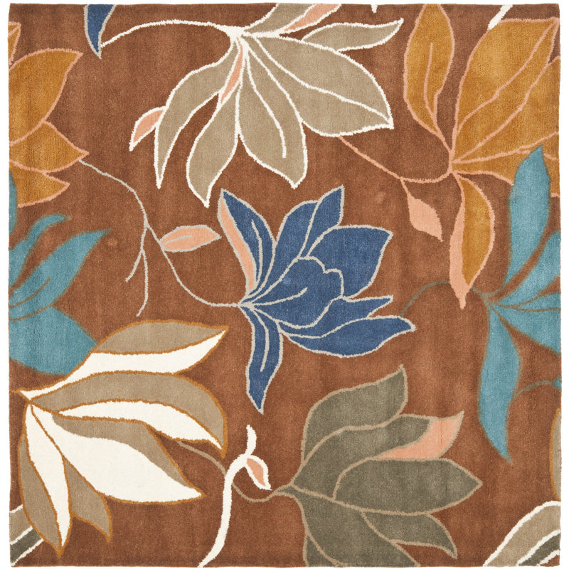 Carolette Hand Tufted Wool Floral Rug, Square 6'