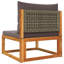 Ensemble de canapé de jardin en bois d'acacia massif gris, polyester, PE, rotin moyen