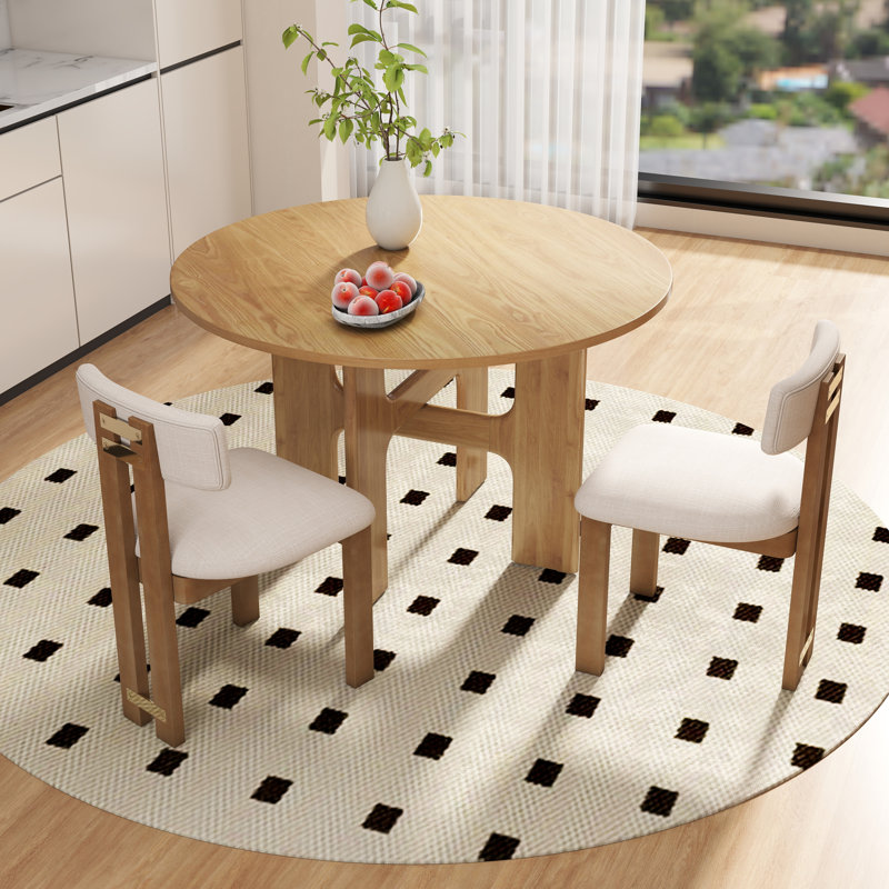 Modern Farmhouse Dining Set - Round Cross-Leg Table & Upholstered Chairs - 3/5-Piece Kitchen Set, 3 Pieces: Table, 2 Chairs
