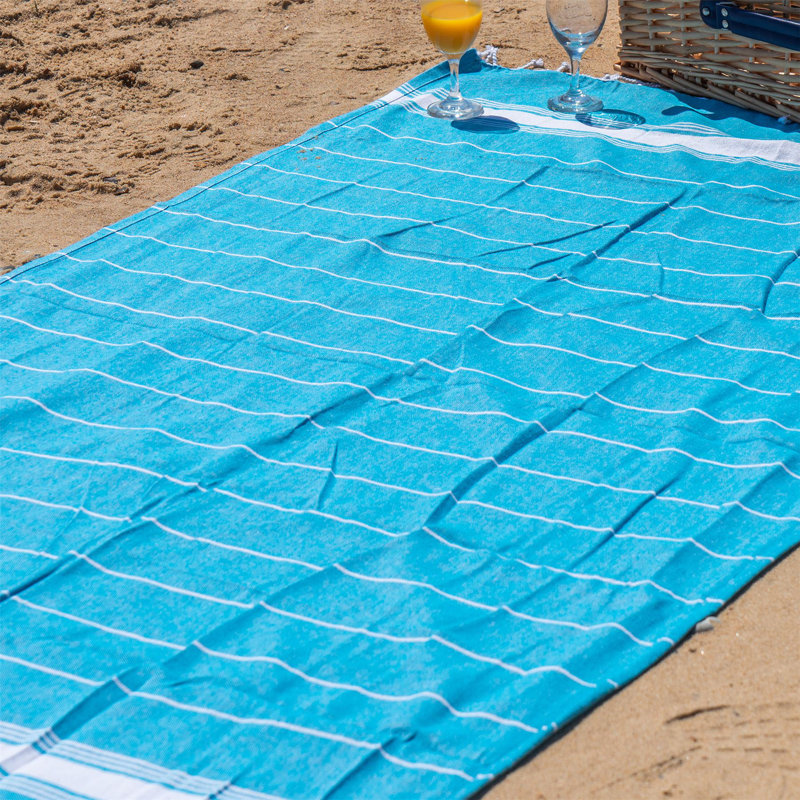 100% Cotton Bath Towel, Blue/Red
