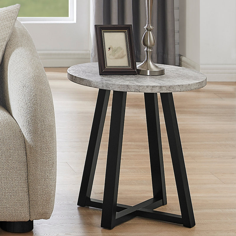 Marvis Savner Wood Oval End Table, Black, Gray