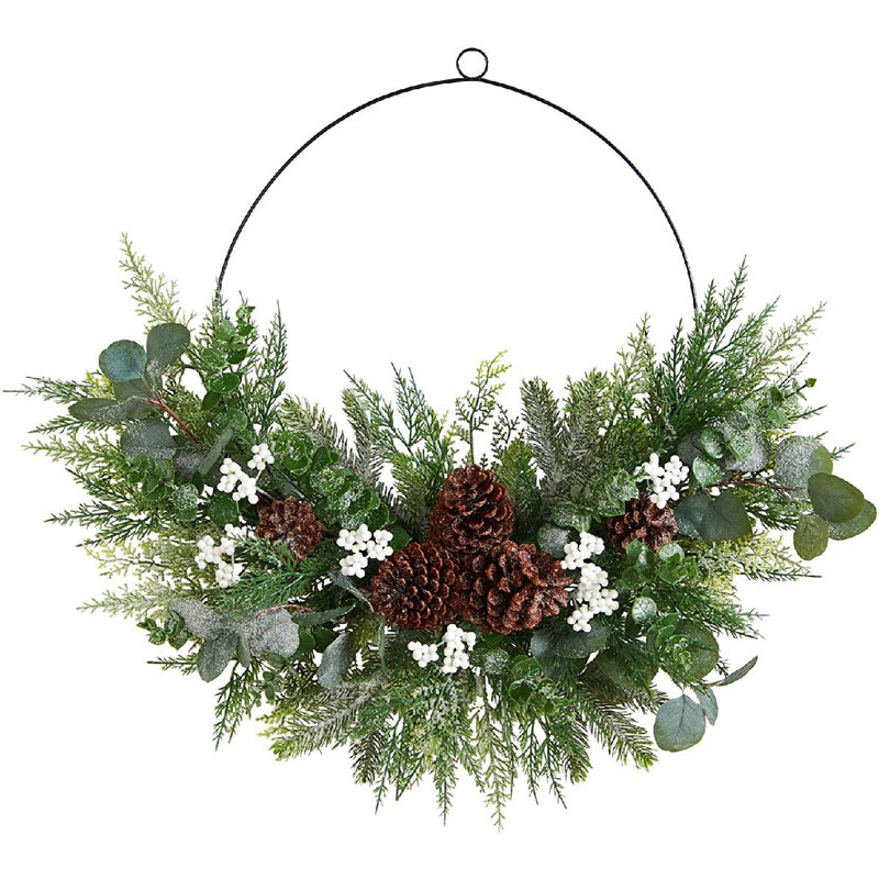 Pine, Eucalyptus, and Berries Metal Circlet Wreath